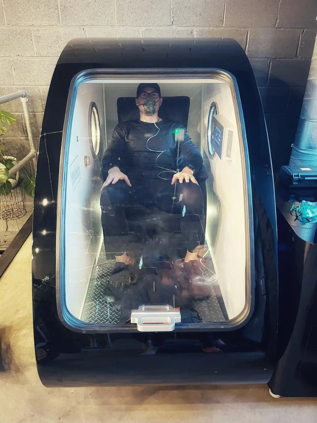Inside the hyperbaric oxygen chamber
